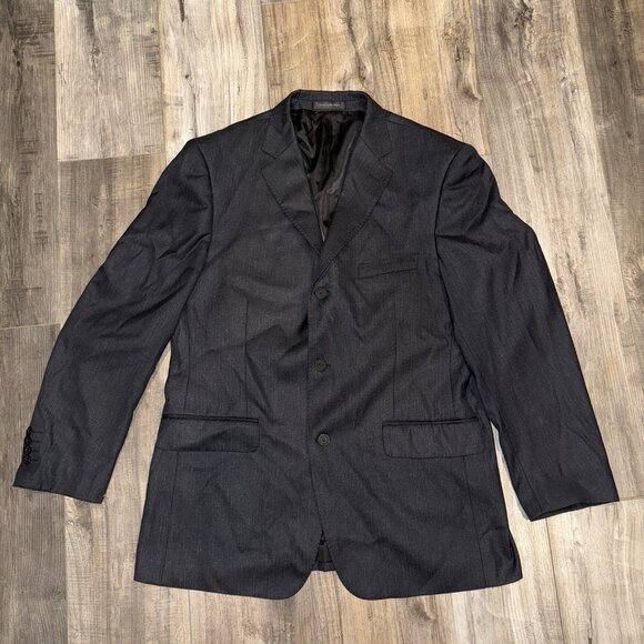 Ermenegildo Zegna Blazer Jacket Men's 54 Black Wool Polyester Made in Italy - Picture 1 of 8